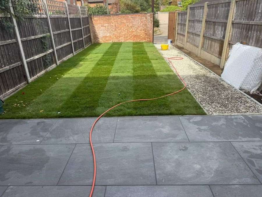 New turf and porcelain terrace