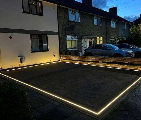Driveway with LED edge lighting